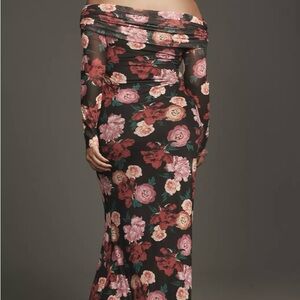 AFRM Anthropologie Black Floral Long Sleeve Dress